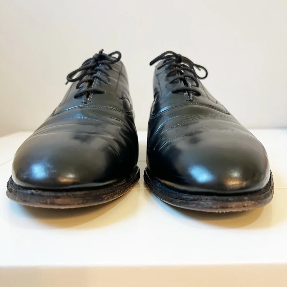 Brooks Brothers The Curzon Men’s Leather Oxford Dress Shoes Black Size 41